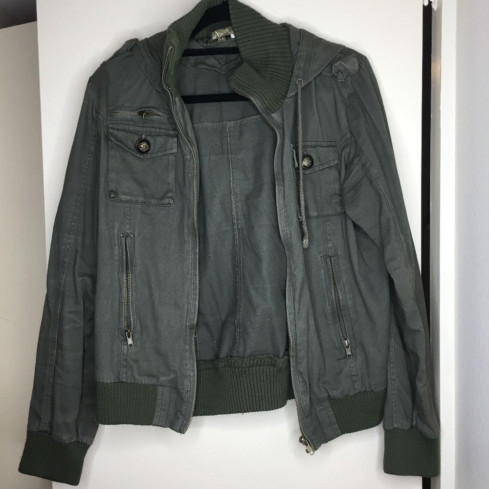 Olive Green Vintage  -  XL Hooded Jacket